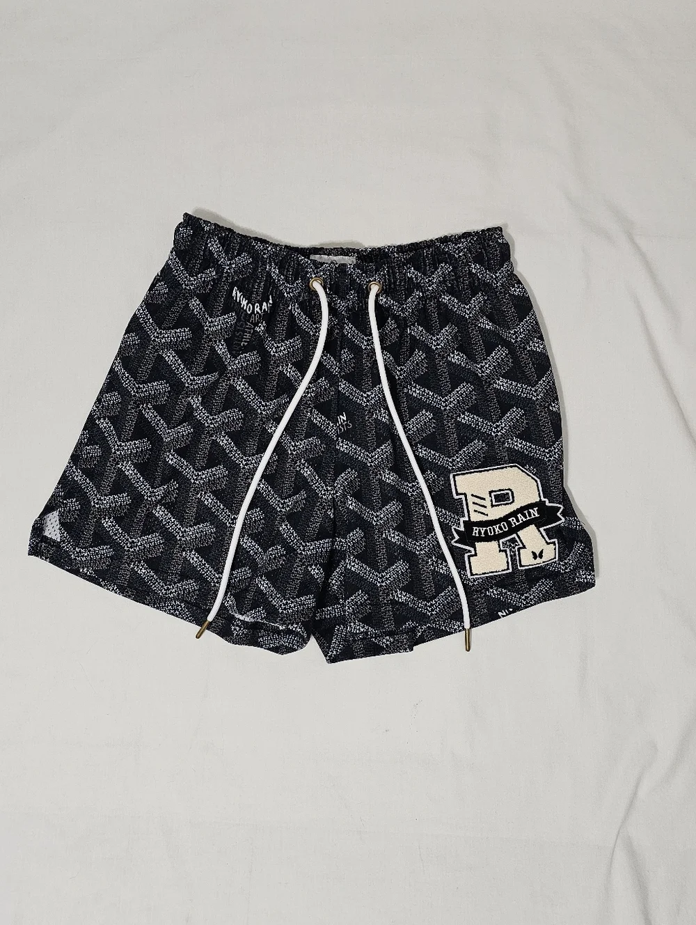 Ryoko Rain Patterned Athletic Shorts Size S Black White Streetwear - Picture 2 of 8
